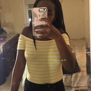 Striped Off the Shoulder Bodysuit